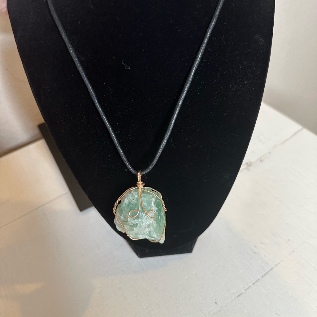 Handcrafted Green Stone Pendant Necklace 50$